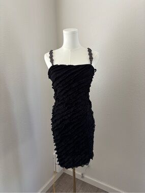 Black ruffle mini dress (S)